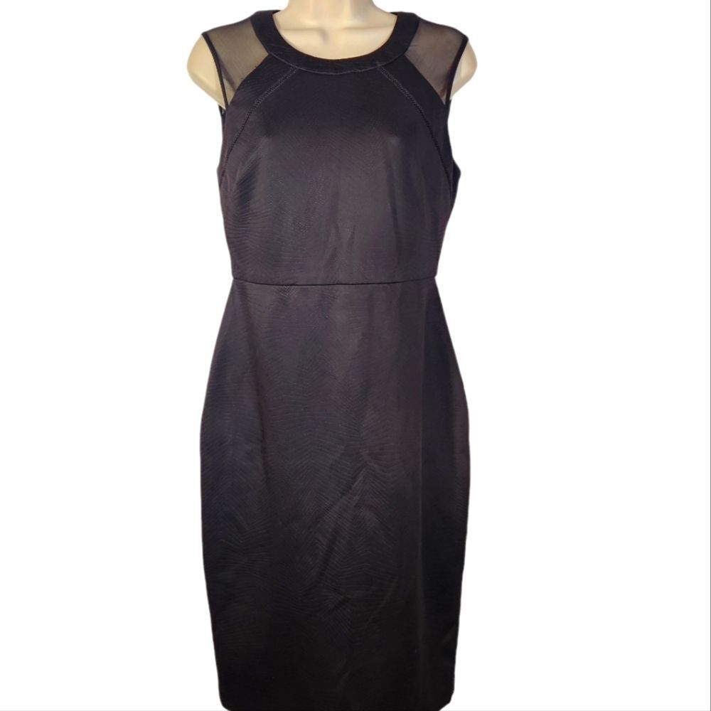 Guess‎ Dress Pencil Bodycon Sleeveless Black Sheer Embroidered Short Fitted S